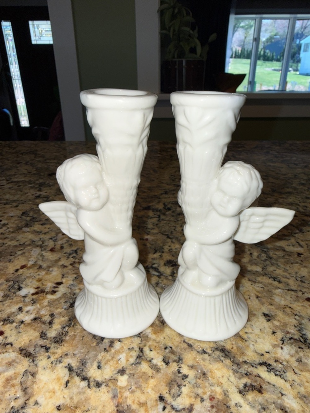 Pair of Vintage Cherub Angel Taper Candlestick Holders